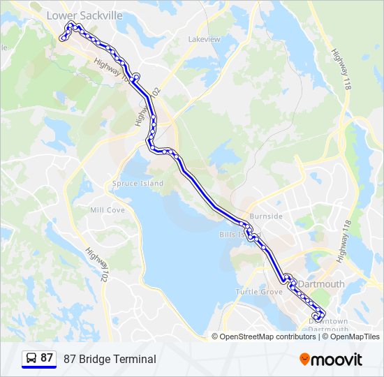 Plan de la ligne 87 de bus