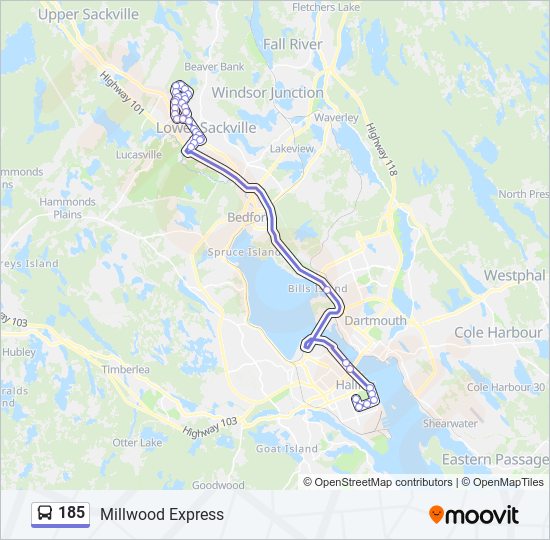 185 bus Line Map