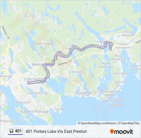 401 bus Line Map