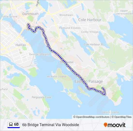 Plan de la ligne 6B de bus