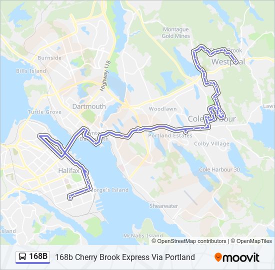 168B bus Line Map