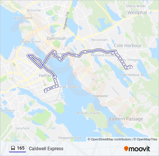 165 bus Line Map