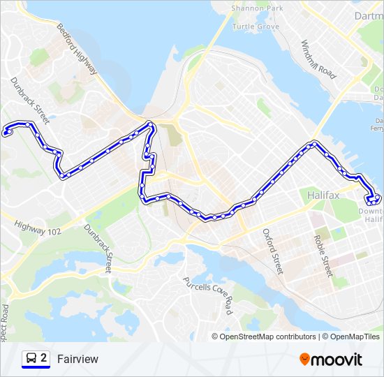 Plan de la ligne 2 de bus