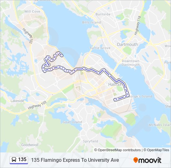 Plan de la ligne 135 de bus