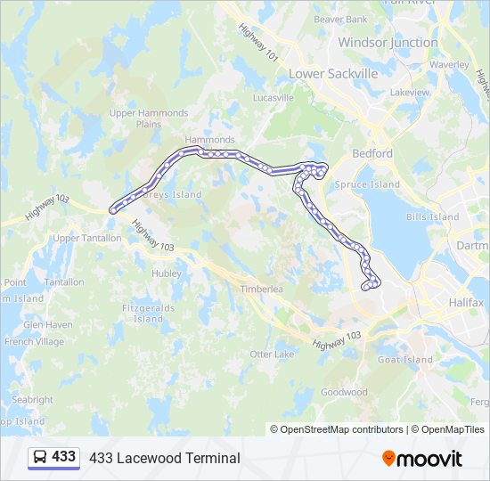 433 bus Line Map