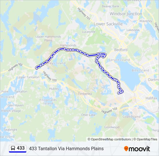 433 bus Line Map