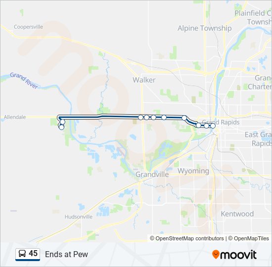 45 bus Line Map