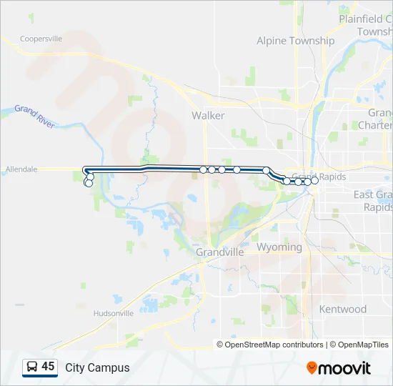 45 Bus Line Map