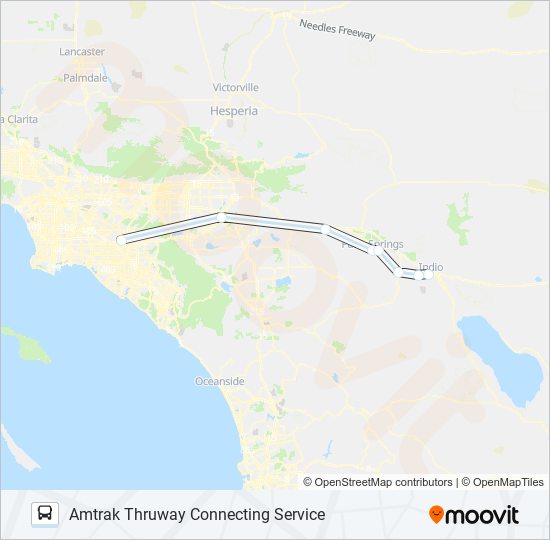 Mapa de AMTRAK THRUWAY CONNECTING SERVICE de autobús