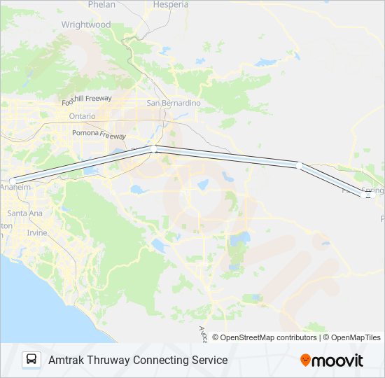 Mapa de AMTRAK THRUWAY CONNECTING SERVICE de autobús