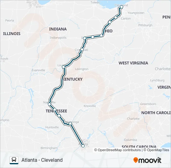 GREYHOUND US0105 Bus Line Map