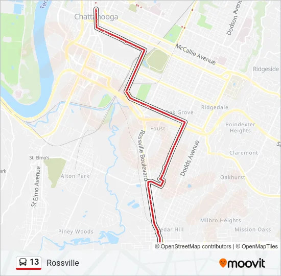 13 Bus Line Map