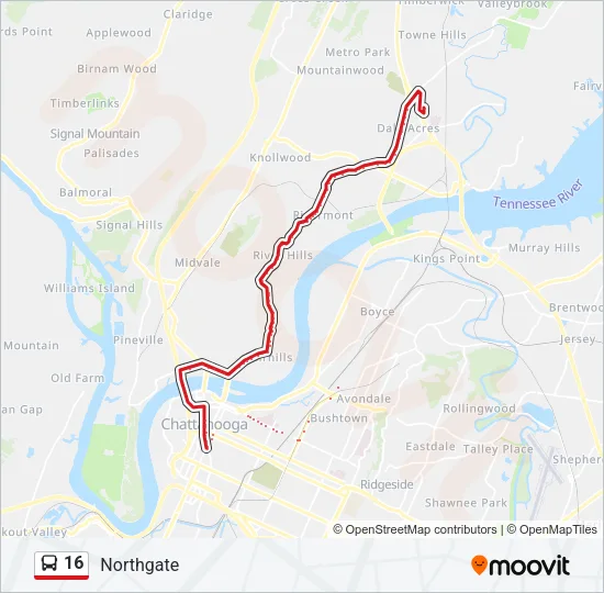 16 Bus Line Map