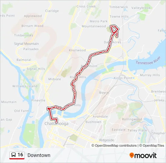 16 Bus Line Map