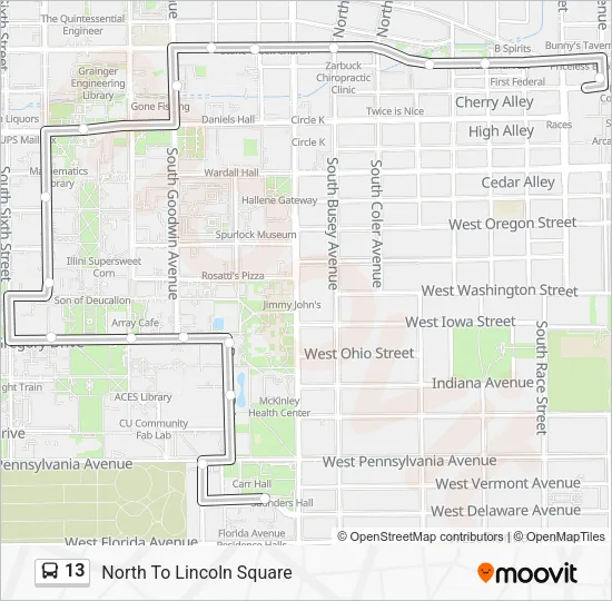 13 Bus Line Map
