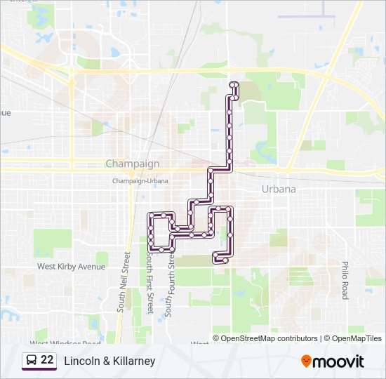 22 bus Line Map