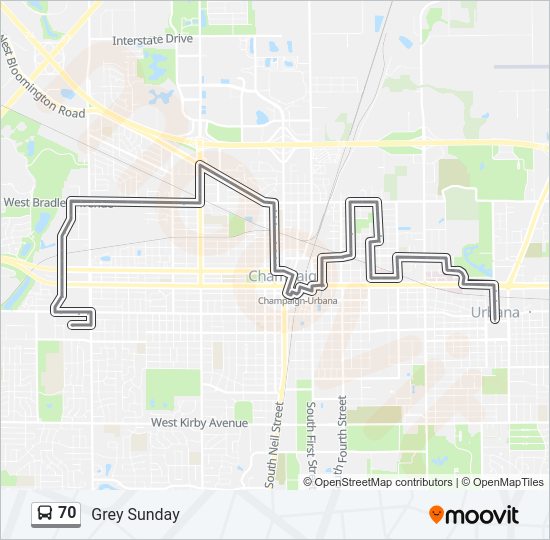 70 Bus Line Map