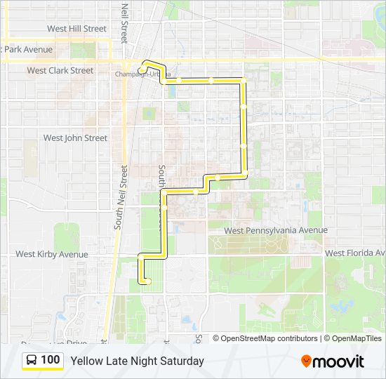 100 bus Line Map