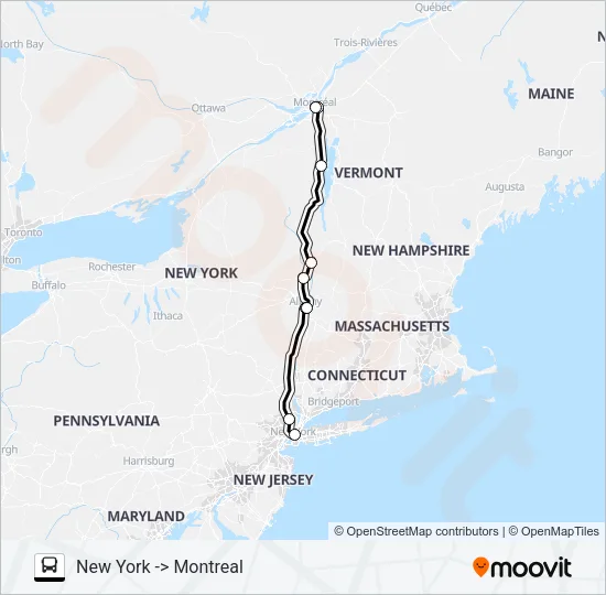 ADIRONDACK TRAILWAYS 287 Bus Line Map