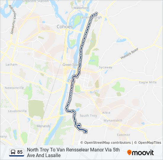 Directions To 85 North 85 Route: Schedules, Stops & Maps - North Troy To Van Rensselear Manor Via  5Th Ave And Lasalle (Updated)