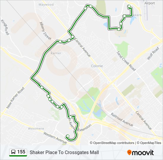 155 bus Line Map