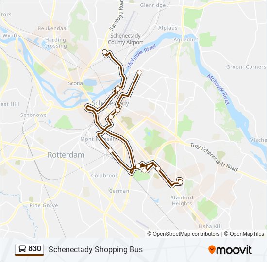 830 bus Line Map