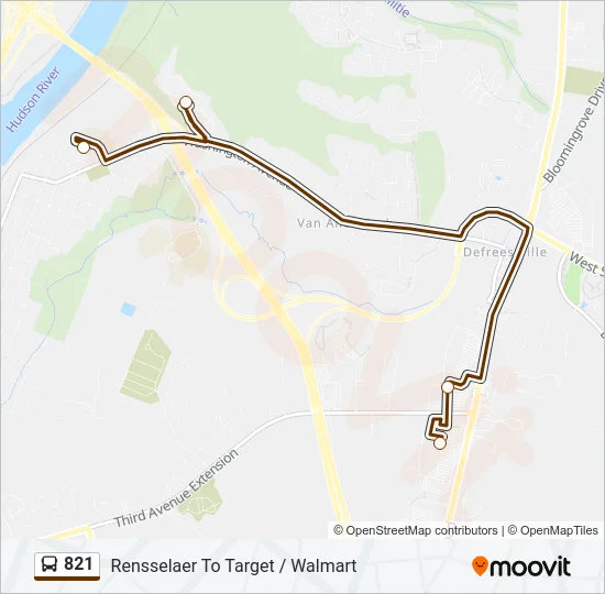 821 Bus Line Map