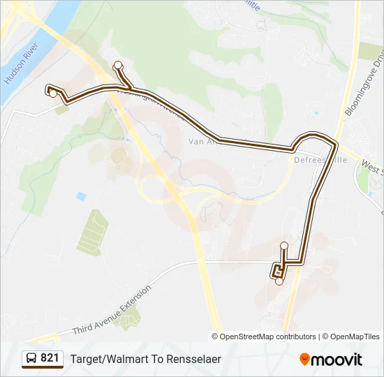 821 Bus Line Map