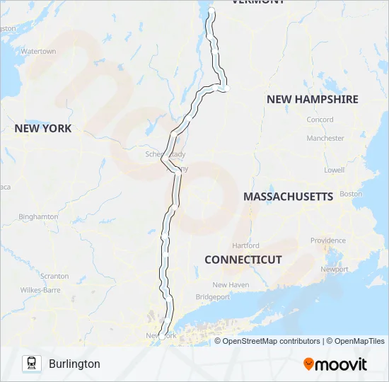 ETHAN ALLEN EXPRESS Train Line Map