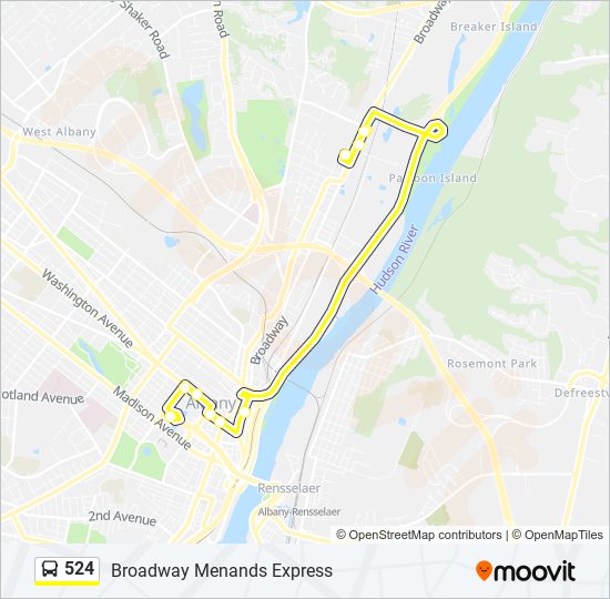 524 bus Line Map