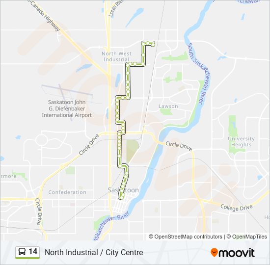 Plan de la ligne 14 de bus