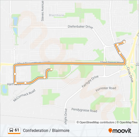 Plan de la ligne 61 de bus