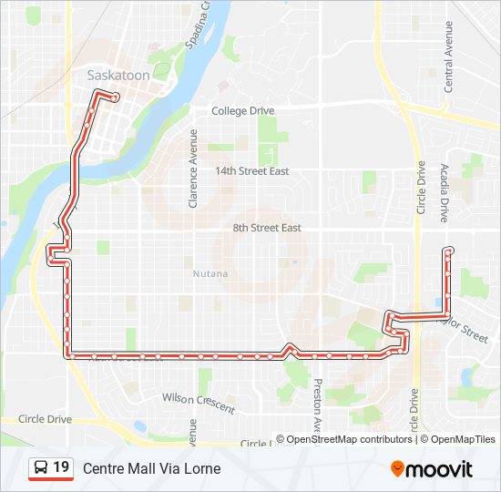 Plan de la ligne 19 de bus