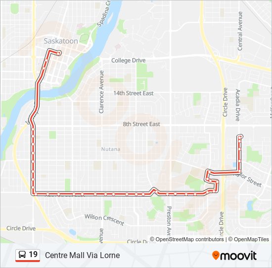 Plan de la ligne 19 de bus