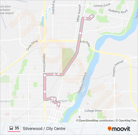 Plan de la ligne 35 de bus