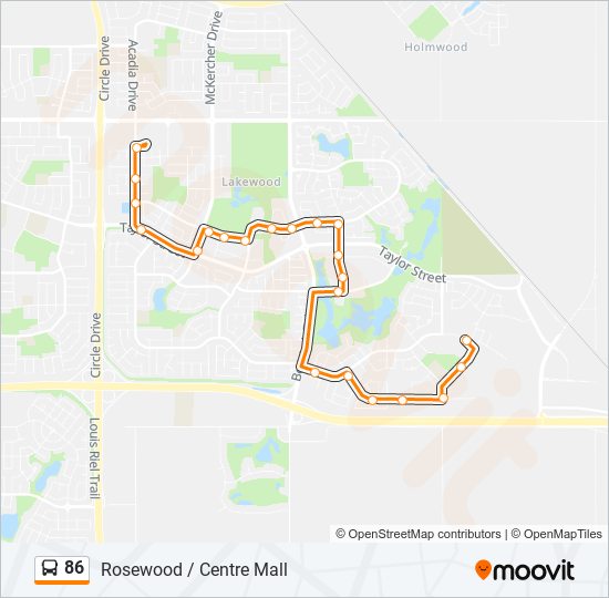 Plan de la ligne 86 de bus