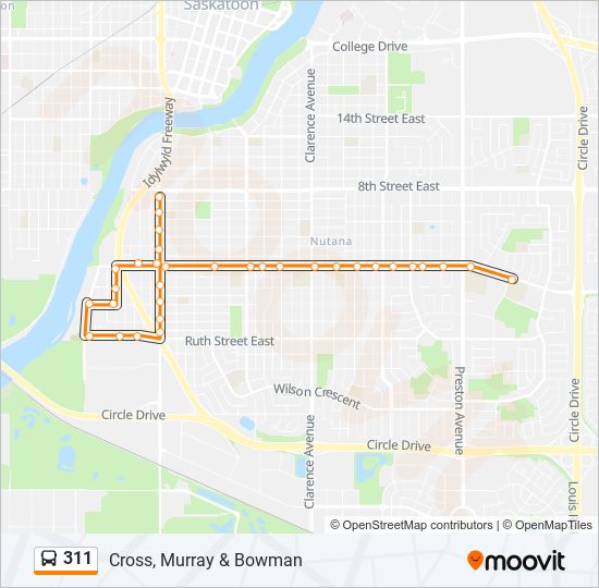 Plan de la ligne 311 de bus