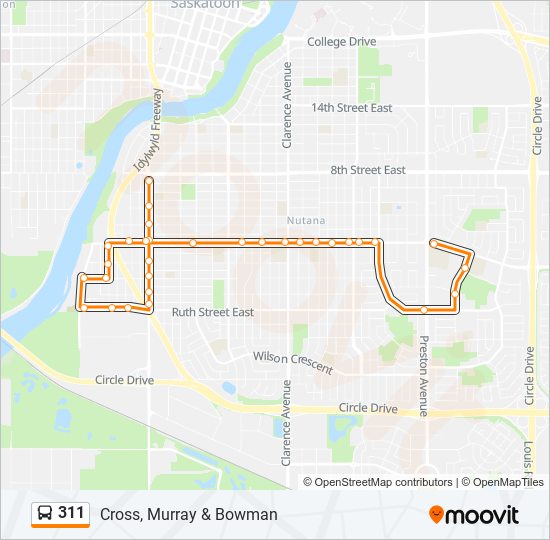 Plan de la ligne 311 de bus