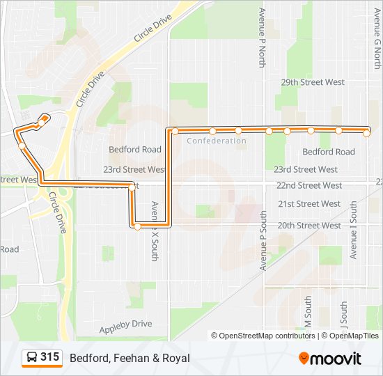 Plan de la ligne 315 de bus