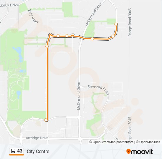 Plan de la ligne 43 de bus