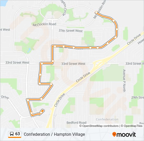 Plan de la ligne 63 de bus