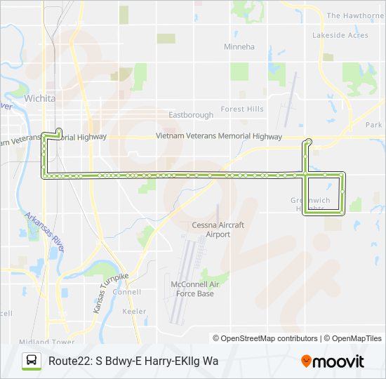 ROUTE22: S BDWY- Bus Line Map