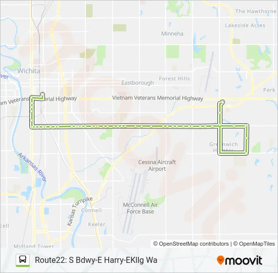 ROUTE22: S BDWY- Bus Line Map