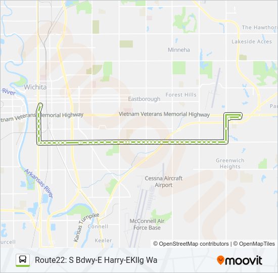 ROUTE22: S BDWY- Bus Line Map