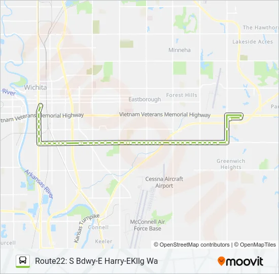 ROUTE22: S BDWY- Bus Line Map