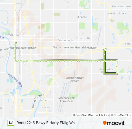 ROUTE22: S BDWY- Bus Line Map