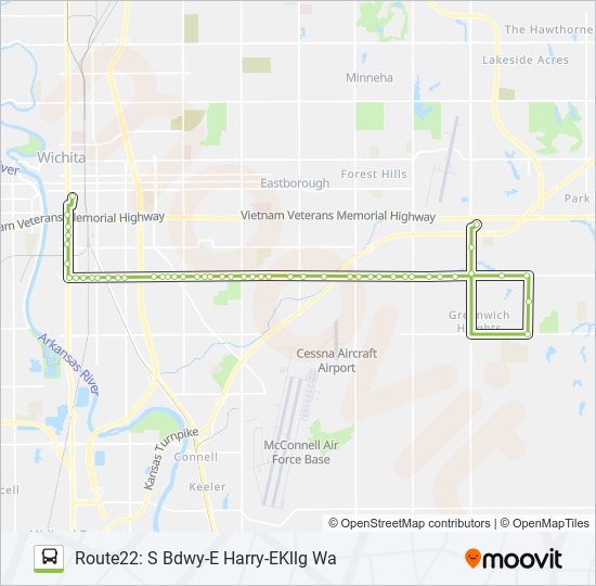 ROUTE22: S BDWY- bus Line Map