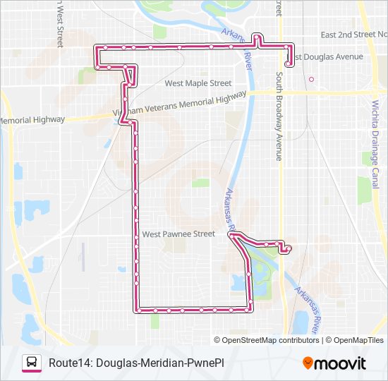 Mapa de ROUTE14: DOUGLAS de autobús