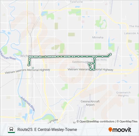 Mapa de ROUTE25: E CENTR de autobús