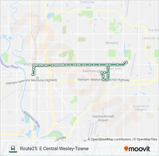 ROUTE25: E CENTR Bus Line Map